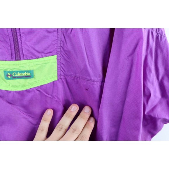 Vintage 80s Columbia Mens XL Distressed Spell Out Color Block Windbreaker Jacket - Picture 5 of 12
